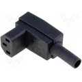 Power socket for cable with an angle below C13 10A