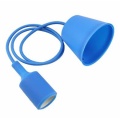 Lamp connector E27 blue,  textile wire 1.5m