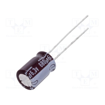 Capacitor: electrolytic; low impedance; THT; 680uF; 6.3VDC; ±20%