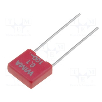 Capacitor: polyester; 100nF; 63VAC; 100VDC; Pitch: 5mm; ±5%