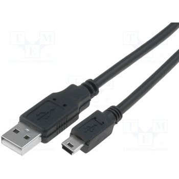 Cable; USB 2.0; USB A plug,USB B mini plug; nickel plated; 1.8m