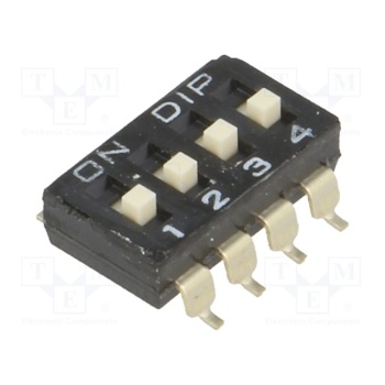 Switch: DIP-SWITCH; Poles number: 4; ON-OFF; 0.1A/50VDC; -25÷70°C