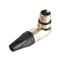 Xlr female cable connector, 3-pole, richt-angle, nickel housing, silver contacts
