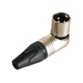 Xlr male cable connector, 3-pole, richt-angle, nickel housing, silver contacts