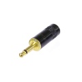Rean - mini jack 3.5 mm mono, black metal body, gold plated contacts