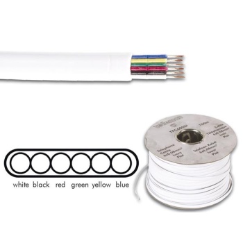 Telephone cable 6 x 0.08mm white flat, length on reel : 100m
