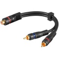 Audio Y Cable Adapter, 2x RCA Male to 1x Stereo RCA Female, OFC, Double-Shielded