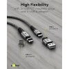 2in1 Magnetic USB Textile Cable (Space Grey/Silver), 1 m