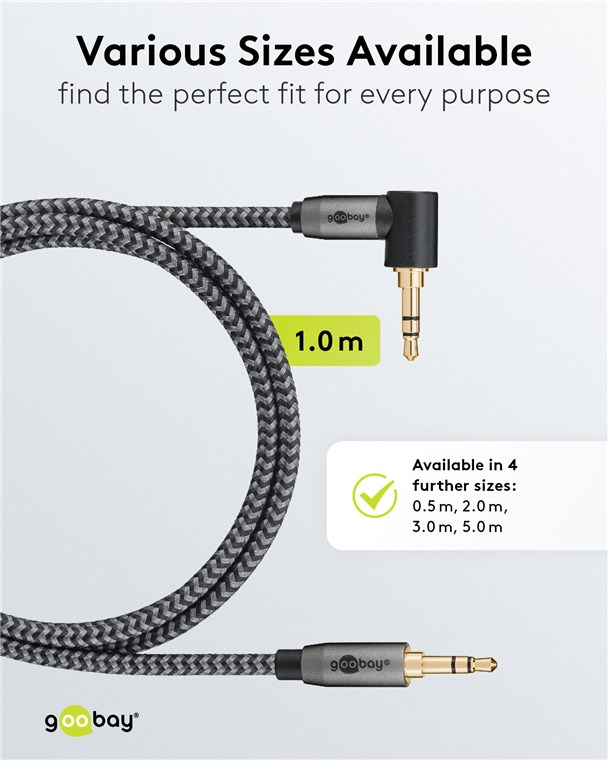 Audio Connection Cable AUX, 3.5 mm Stereo, 90°, 1 m - Oomipood