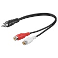 Audio Y Cable Adapter, 1x Stereo RCA Male to 2x RCA Female