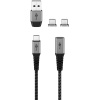 2in1 Magnetic USB Textile Cable (Space Grey/Silver), 1 m