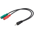 PC Headset Adapter, 1x 3.5 mm AUX 4-Pin to 2x 3.5 mm AUX 3-Pin