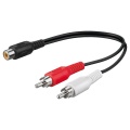 Audio Y Cable Adapter, 2x RCA Male to 1x Stereo RCA Female
