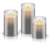 Set of 3 LED Real Wax Candles in Glass