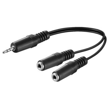 3.5 mm Audio Y-Shaped Cable Adapter, 1x Male to 2x Female Mono