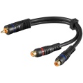 Audio Y Cable Adapter, 1x Stereo RCA Male to 2x RCA Female, OFC, Double-Shielded