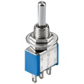 Toggle Switch Miniature, ON - OFF - ON, 3 Pins, Blue Housing