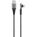 USB-C™ to USB-A Textile Cable with Metal Plugs (Space Grey/Silver), 90°, 2 m