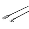 USB-C™ to USB-A Textile Cable with Metal Plugs (Space Grey/Silver), 90°, 2 m