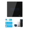 Sonoff T3 EU WiFi+RF Nutilüliti seinale 2A, 3 kanalit, Must puutetundlik