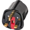 Black UK plug to EUR socket power travel adapter