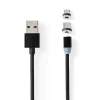 USB-A to Micro-USB, USB-C magnetic tips charging cable 2m 2A