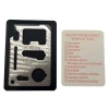 Credit card-sized stainless multitool with 11 functions