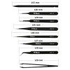 Set of tweezers 8 pcs ESD120-155mm black