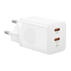 USB зарядное устройство 2xUSB-C порта 40W Baseus GaN5 белое