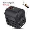 Travel adapter 200 countries, 2x USB-A, USB-C, fuse 8A PD QC3.0