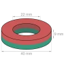 Magnet rõngas D=40mm d=22mm h=9mm ferriit Y35 2.7kg