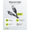 USB-C 3.1 RJ45 ethernet cable 2m 1Gbps gray textile