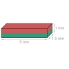 Block magnet 5 x 1,5 x 1 mm, holds approx. 140 g