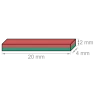 Neodymium supermagnet - Block magnet 20 x 4 x 2 mm, holds approx. 1,2 kg