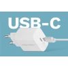USB laadija USB-C pesa PD 18W valge