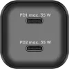 USB laadija GaN 2x USB-C pesa 35W Nano must PD PPS