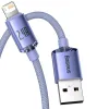 USB-A - Lightning 2 kaabel 2m 2.4A Crystal Shine lilla