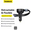 Автомобильное зарядное устройство USB 30Вт+30Вт C/C выдвижной кабель USB-C черный