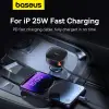 Автомобильное зарядное устройство USB 30Вт+30Вт C/C выдвижной кабель USB-C черный