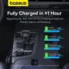 Автомобильное зарядное устройство USB 30Вт+30Вт C/C выдвижной кабель USB-C черный