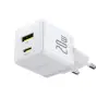 USB laadija USB-A USB-C pesad 20W Baseus Palm PD QC3.0 valge