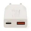 USB laadija GaN USB-A USB-C pesad 20W PD3.0 valge