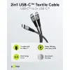 Кабель USB-C - 2x USB-C (Y) 1.5м 30см 60Вт(15Вт) 3А черный/серый