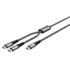 Кабель USB-C - 2x USB-C (Y) 1.5м 30см 60Вт(15Вт) 3А черный/серый