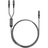 Кабель USB-C - 2x USB-C (Y) 1.5м 30см 60Вт(15Вт) 3А черный/серый