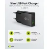 USB laadija GaN USB A C pesa 25W must PD PPS