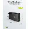 USB laadija GaN USB A C pesa 25W must PD PPS