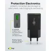 USB laadija GaN USB A C pesa 25W must PD PPS