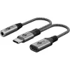 USB-C - 3.5mm + USB-C üleminek 15cm 60W tekstiil hall
