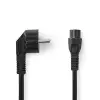 Power Cable, Plug with earth contact male, IEC-320-C5, Angled, Straight